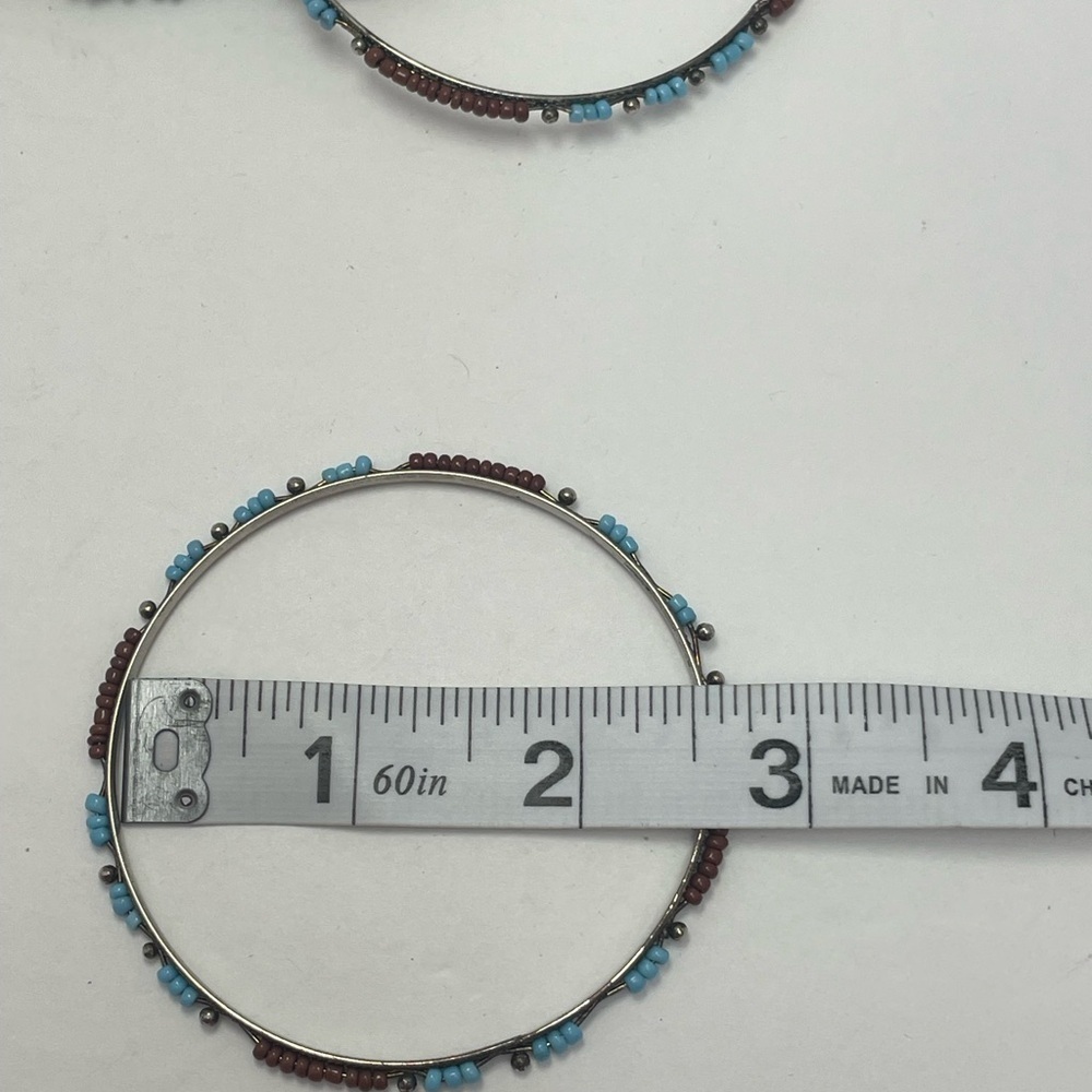 Turquoise and Coral color beaded necklace and bangle bracelets - Picture 7 of 7
